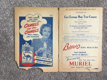 1945 Brooklyn Dodgers vs St Louis Cardinals signed original program 3 auto COA