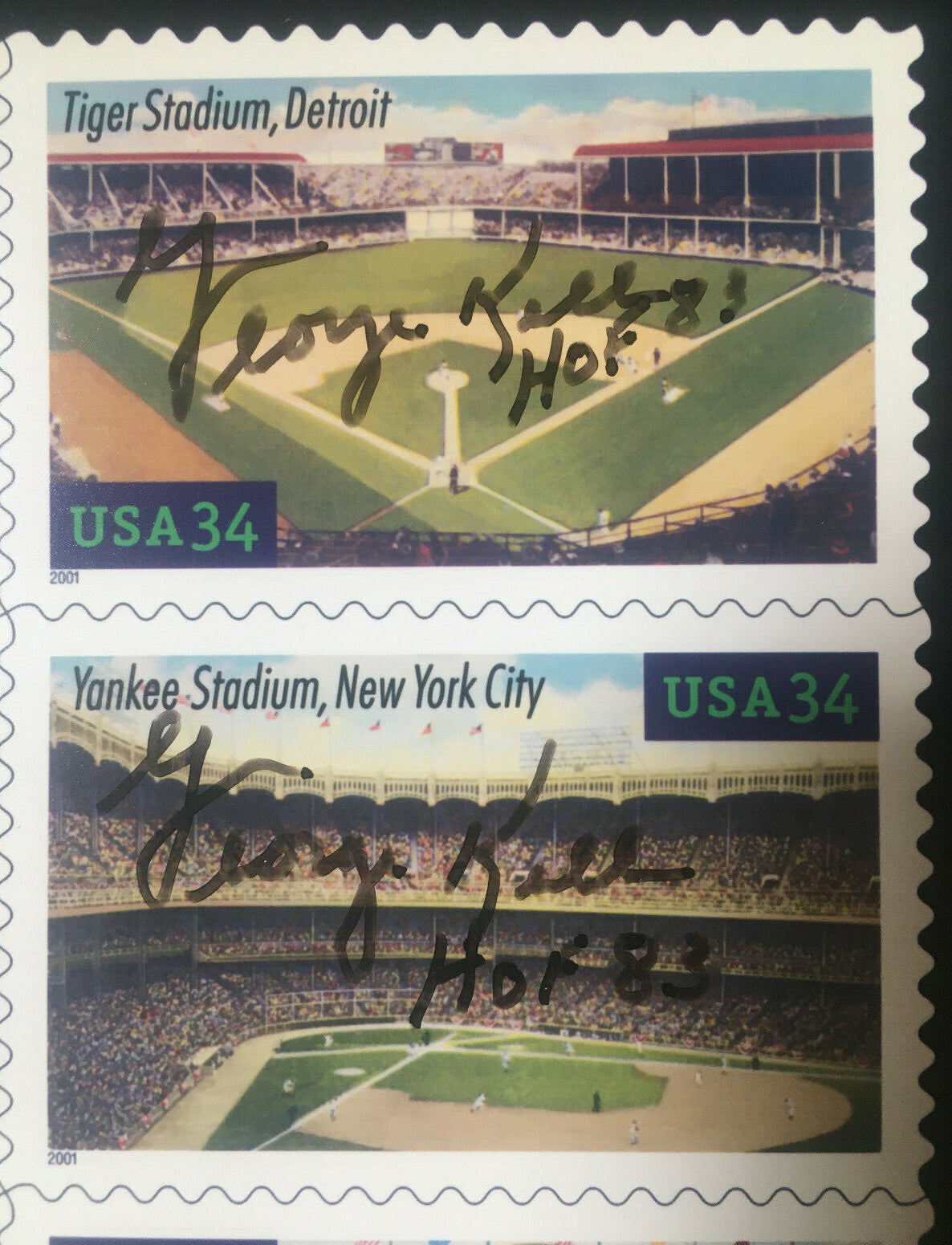 Goerge Kell signed 8x10 stadium stamp sheet mint auto HOF 83 CBM COA 10 Autos