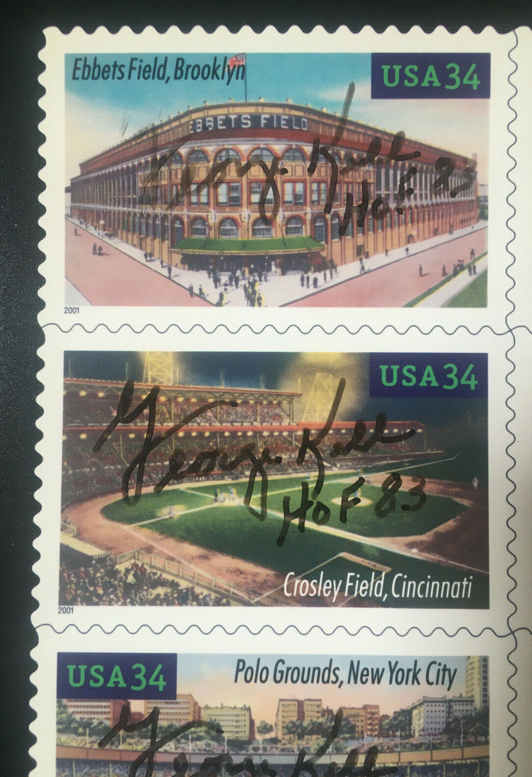 Goerge Kell signed 8x10 stadium stamp sheet mint auto HOF 83 CBM COA 10 Autos