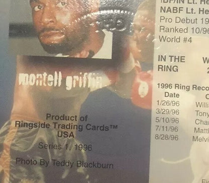 Montell Griffin Signed Ringside Boxing card Series 1 1996 #21 with seal COA