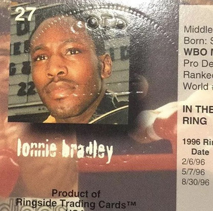 Lonnie Bradley Signed Ringside Boxing card 1996 #27 with seal COA Mint Auto