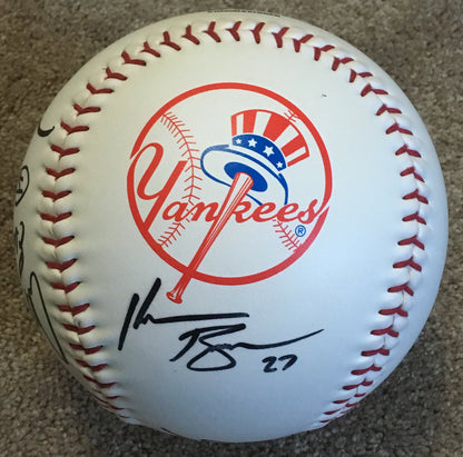 2004 Yankees Team Signed Oversized Baseball Derek Jeter George Steinbrenner Psa