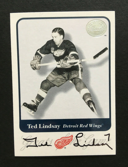 Ted Lindsay Red Wings Signed 2001 Fleer Greats Of Game On Card Auto #74 COA