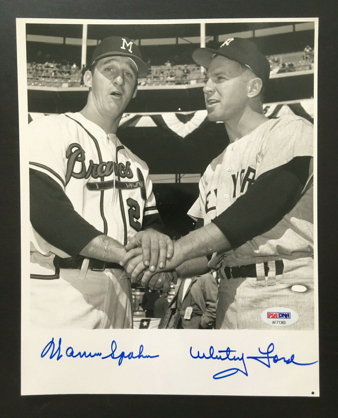 Whitey Ford Warren Spahn signed 8x10 photo mint 2 auto HOF PSA COA