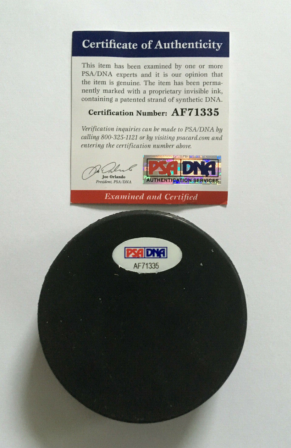 JEAN BELIVEAU Signed Hockey Hall of Fame Puck Autograph HOF PSA COA