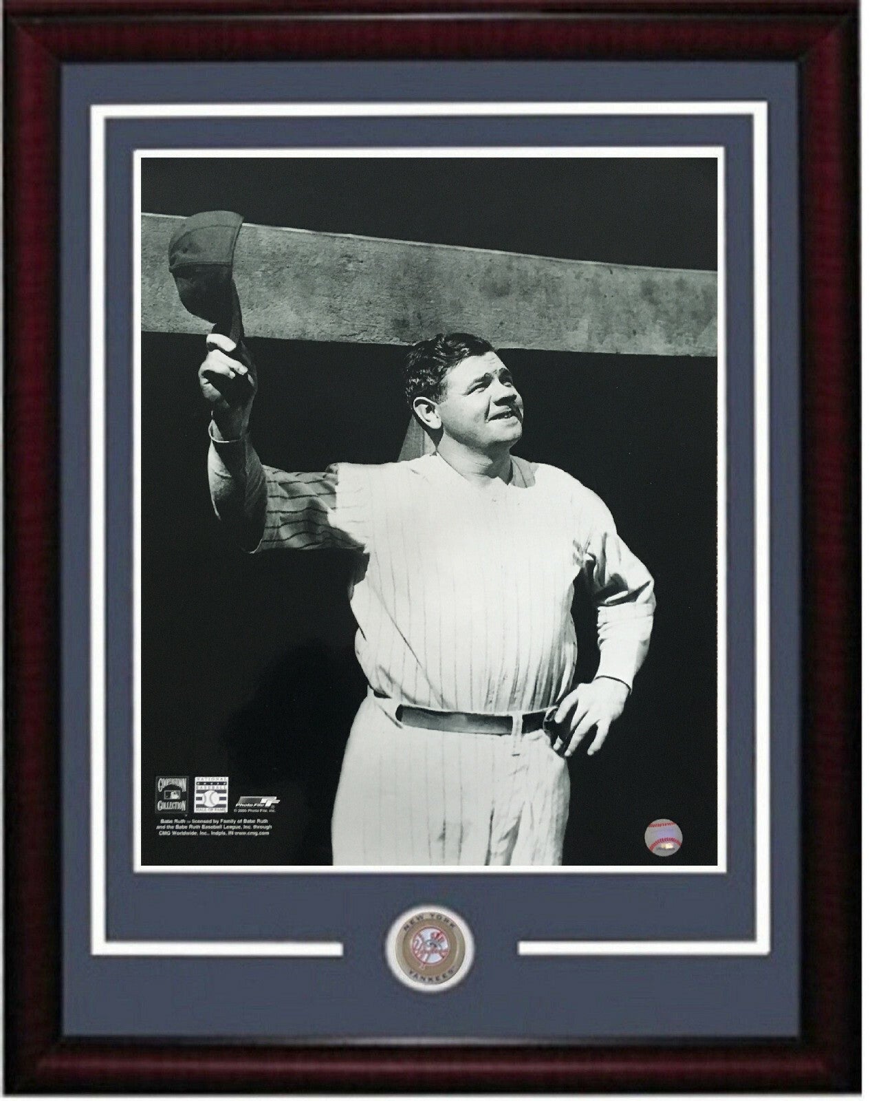 Babe Ruth 16x20 Photo Framed  wave Licensed Photo File Yankees W/  coin HOF