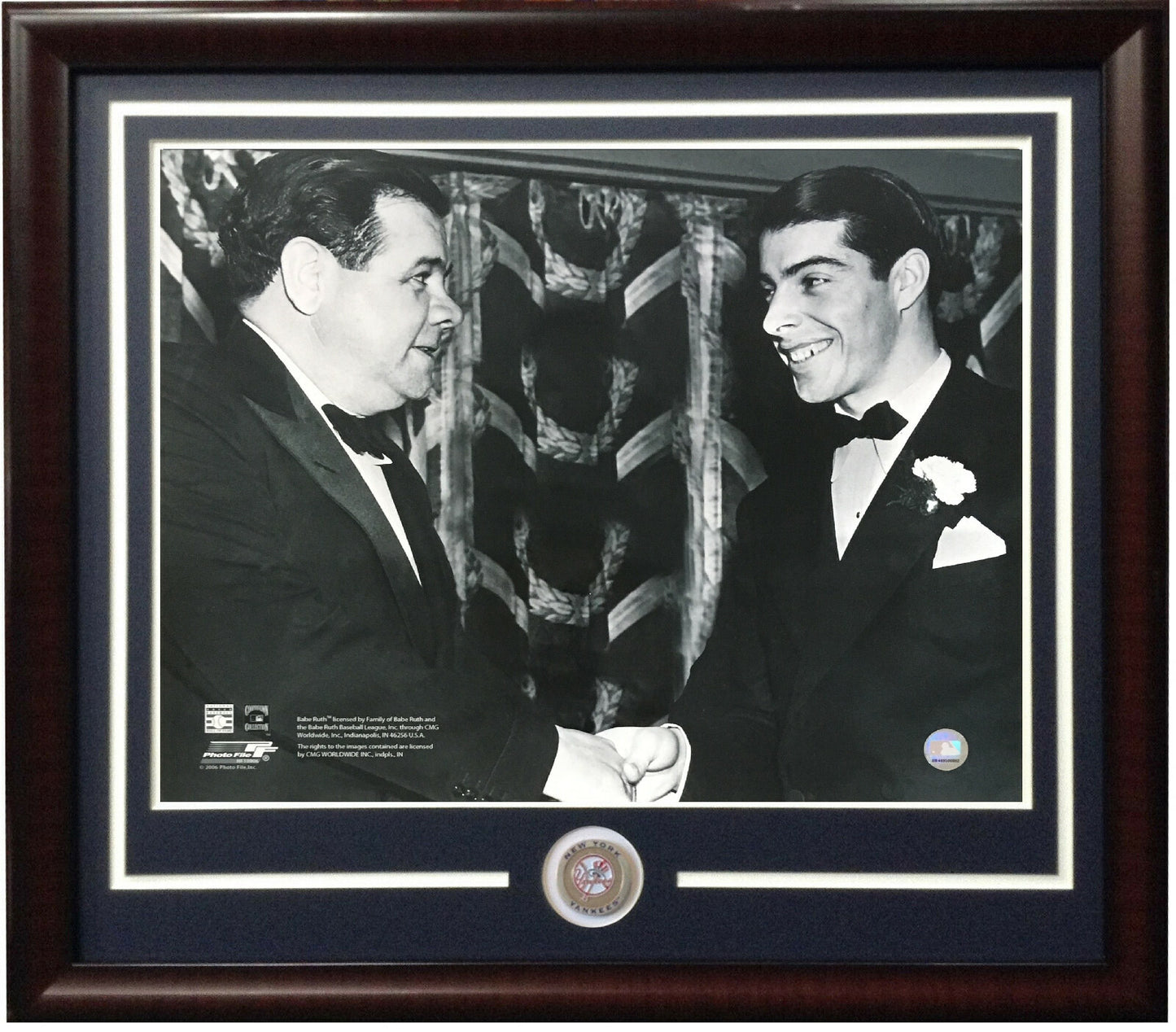 Babe Ruth & Joe DiMaggio NY Yankees 1938 16x20 Framed Photo File Licensed Hof
