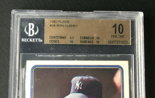 Ron Guidry 1982 Fleer Baseball card #38 Beckett BGS 10 Mint Pristine pop 2