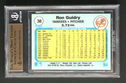 Ron Guidry 1982 Fleer Baseball card #38 Beckett BGS 10 Mint Pristine pop 2