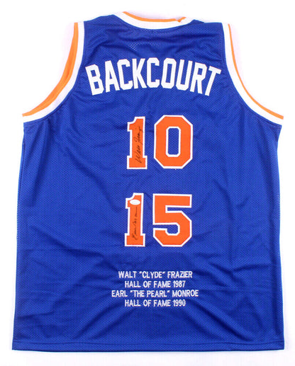 Walt Frazier Earl Monroe signed Knicks Hof Backcourt Jersey autograph JSA Coa