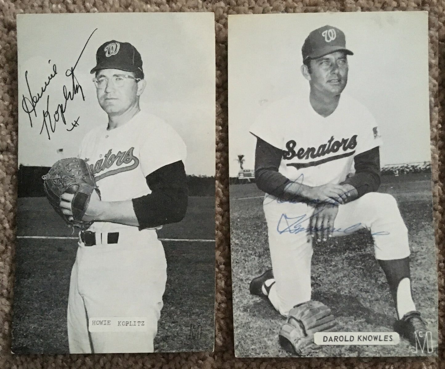 Washington Senators signed JD McCarthy Postcard Photo auto Howie Koplitz Knowles