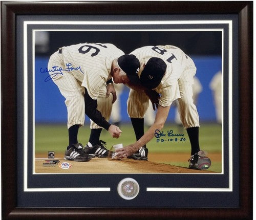 Whitey Ford Don Larsen signed PG 10-8-56 11x14 Framed Photo Yankee Stadium PSA