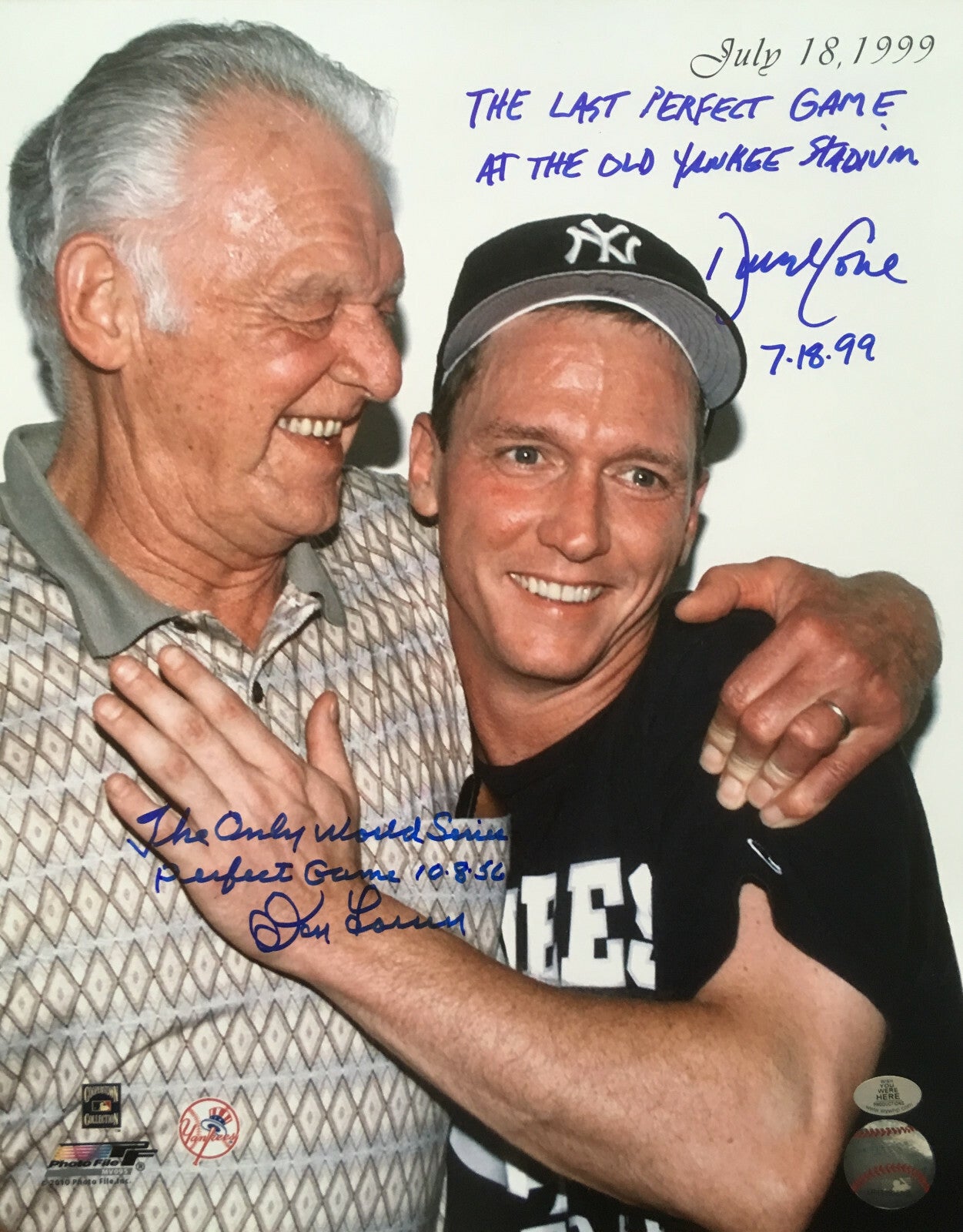 Don Larsen David Cone signed 11x14 Photo INS Last PG Yankees Auto Agent Holo COA