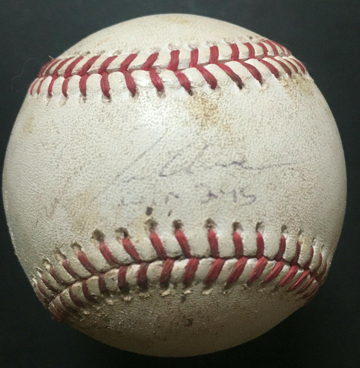 Tom Glavine Mets signed Game used Win #295 Baseball Auto MLB Holo Steiner Hof