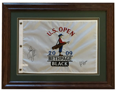 Lucas Glover Rich Beam signed 2009 US Open Bethpage golf flag Framed 2 auto  COA
