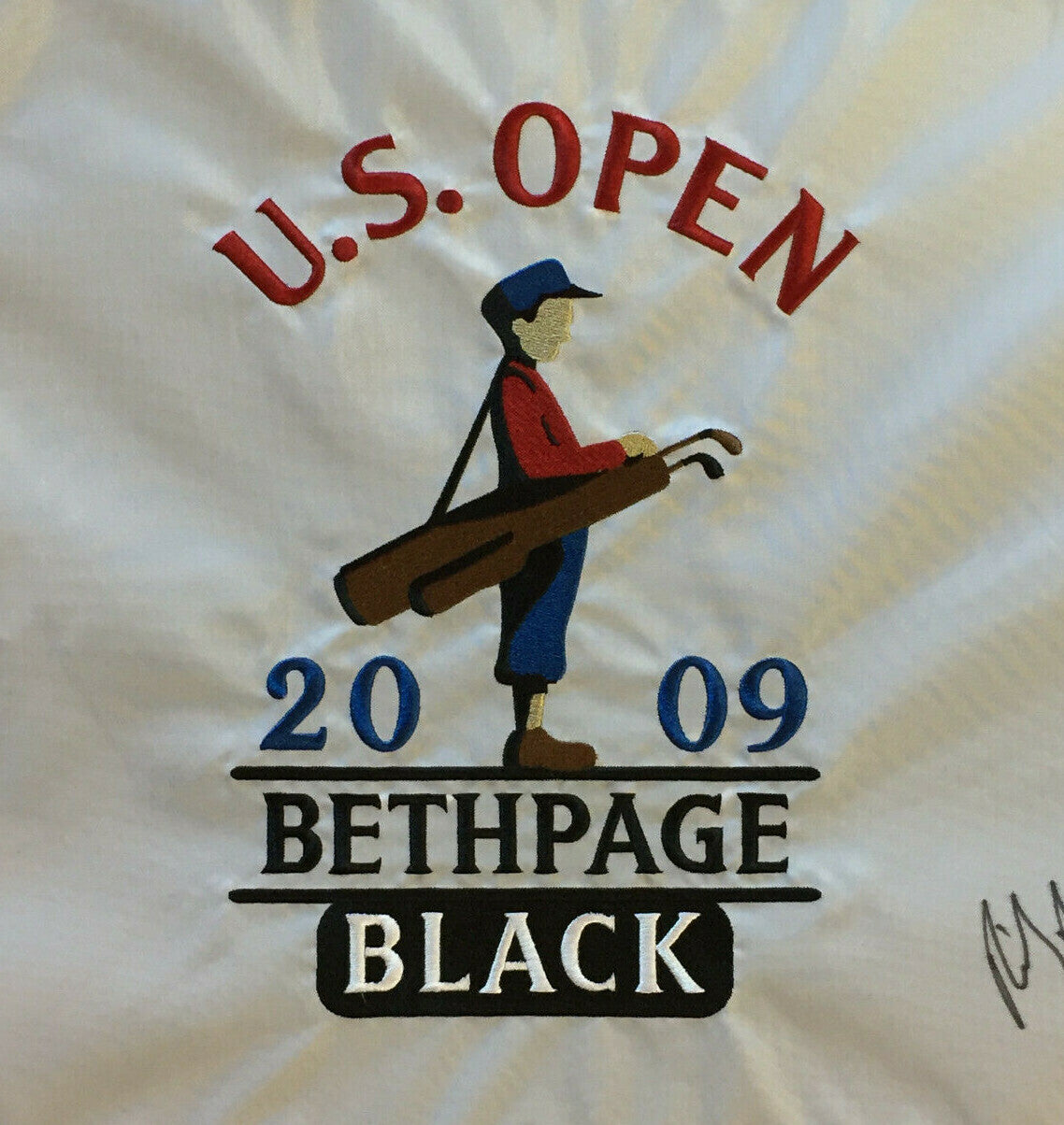 Lucas Glover Rich Beam signed 2009 US Open Bethpage golf flag Framed 2 auto  COA