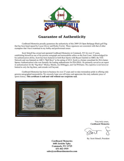 Lucas Glover Rich Beam signed 2009 US Open Bethpage golf flag Framed 2 auto  COA