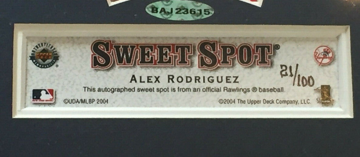 Alex Rodriguez signed Sweet Spot Baseball 8x10 photo framed auto UDA COA /100