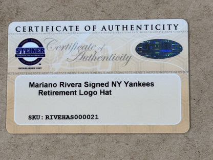 Mariano Rivera signed 2013 Logo Farewell Final Season Patch Hat Hof Auto Steiner