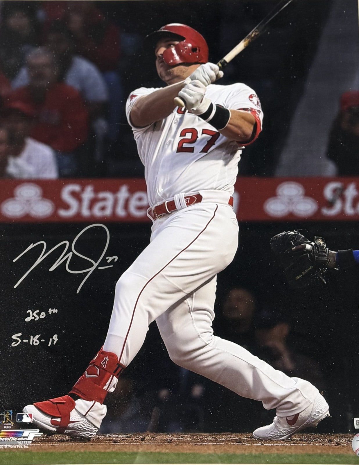 Mike Trout signed 16x20 photo 250th HR 5-18-19 autograph Framed MLB Holo COA