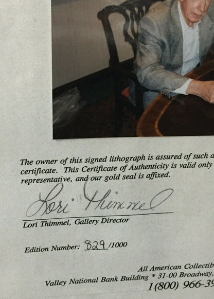 Joe DiMaggio signed Robert Stephen Simon Litho Photo Framed #5 Auto COA /1000