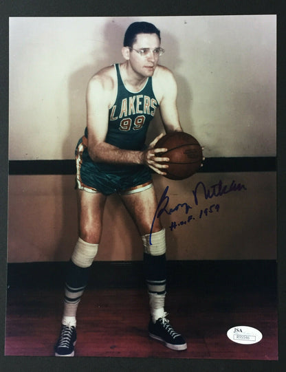 George Mikan Lakers signed 8x10 photo INS HOF 1959 Mint Autograph JSA COA