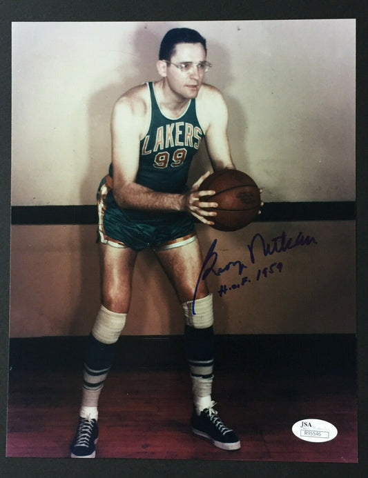 George Mikan Lakers signed 8x10 photo INS HOF 1959 Mint Autograph JSA COA
