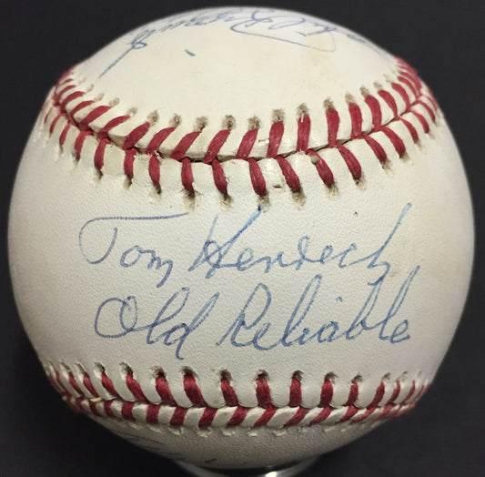 Phil Rizzuto Tom Henrich Allie Reynolds signed Nickname baseball Yankees JSA Coa