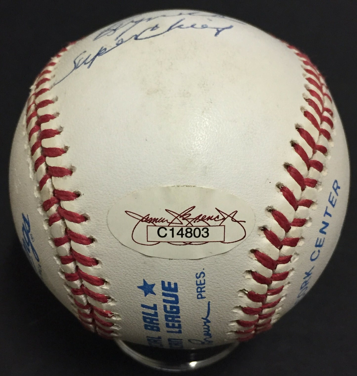 Phil Rizzuto Tom Henrich Allie Reynolds signed Nickname baseball Yankees JSA Coa