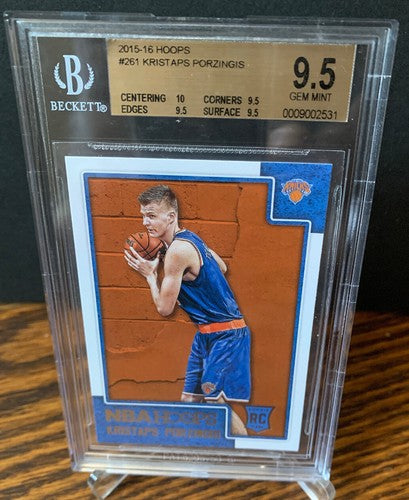 2015-16 NBA Hoops #261 Kristaps Porzingis RC BGS 9.5 Gem Mint Rookie W/ 10 Sub