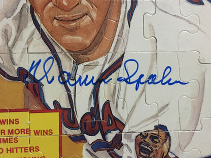 Warren Spahn Braves Signed Donruss Perez Steele Full Puzzle Mint Auto HOF COA