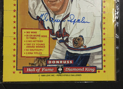 Warren Spahn Braves Signed Donruss Perez Steele Full Puzzle Mint Auto HOF COA