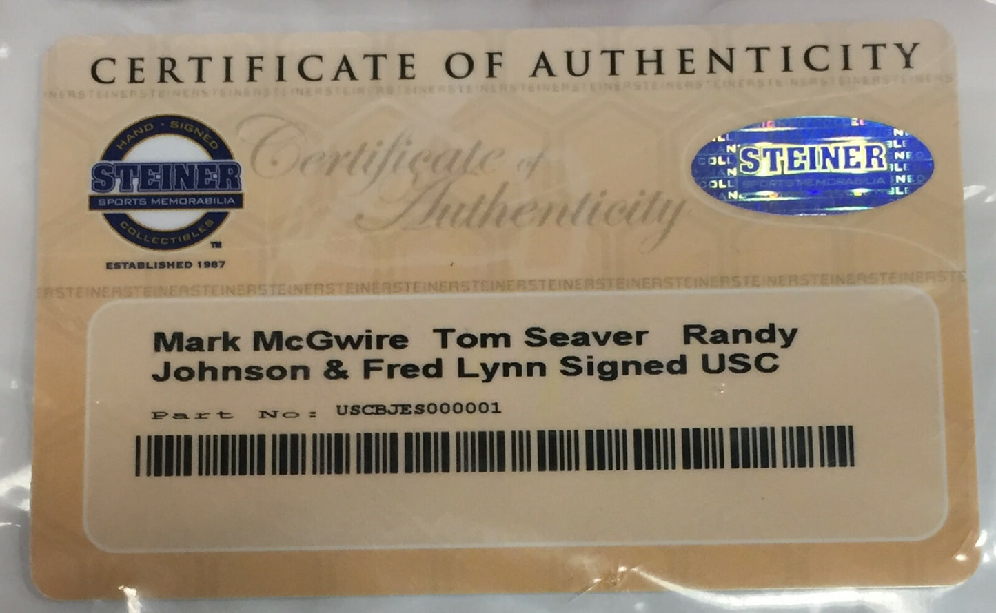 Tom Seaver Randy Johnson Mark Mcgwire Signed USC TROJANS Baseball jersey Steiner