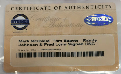 Tom Seaver Randy Johnson Mark Mcgwire Signed USC TROJANS Baseball jersey Steiner