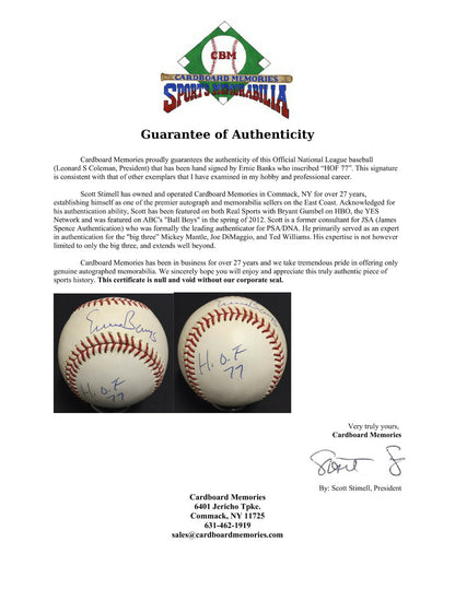 Ernie Banks Cubs Signed Official NL baseball Autograph INS HOF 77 Auto CBM COA
