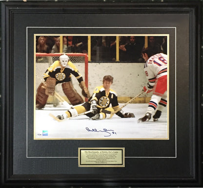Bobby Orr Bruins signed 16x20 Block Photo Framed Hof Auto Frameworth COA /144