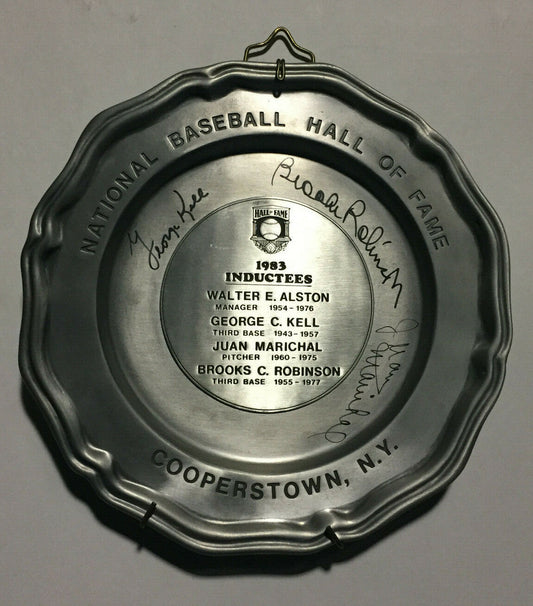 1983 HOF Signed Induction Plate Brooks Robinson Juan Marichal Kell Auto Psa Coa