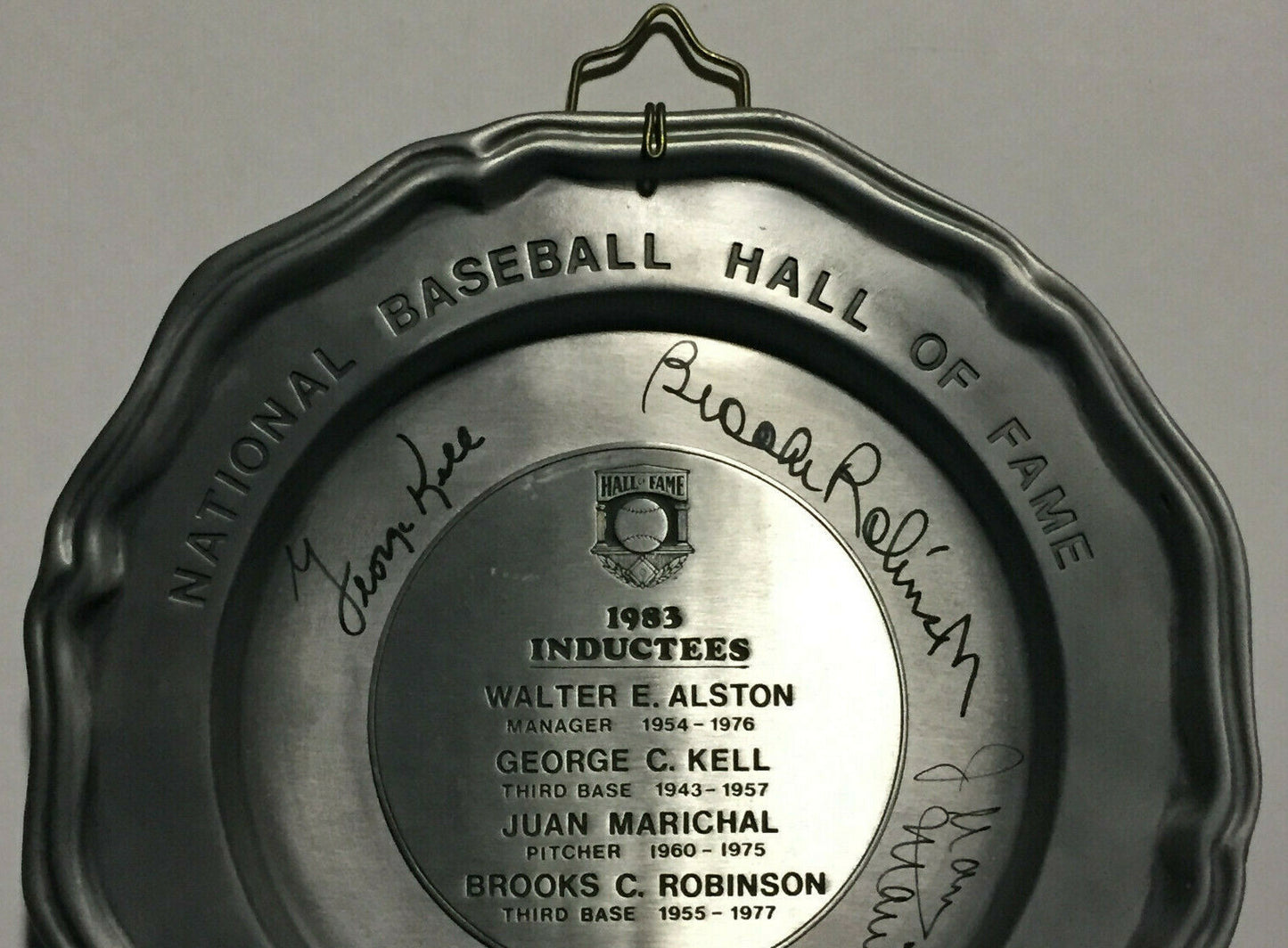 1983 HOF Signed Induction Plate Brooks Robinson Juan Marichal Kell Auto Psa Coa