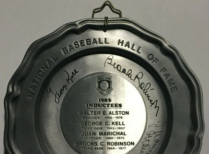 1983 HOF Signed Induction Plate Brooks Robinson Juan Marichal Kell Auto Psa Coa