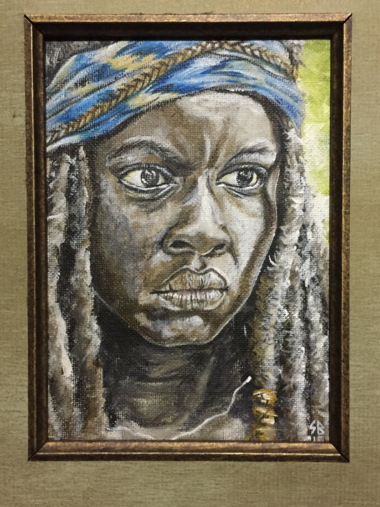 The Walking Dead Original 1/1 Michonne Painting Framed Tv Show