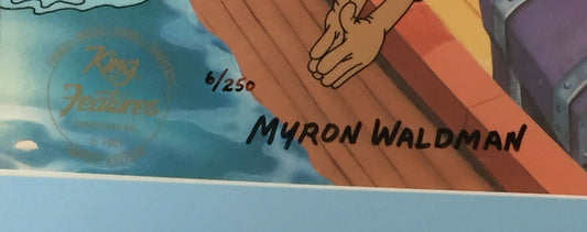 Myron Waldman Signed Popeye Mutiny hand painted Cel Framed Autograph COA /250