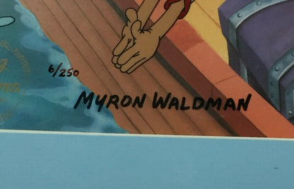 Myron Waldman Signed Popeye Mutiny hand painted Cel Framed Autograph COA /250