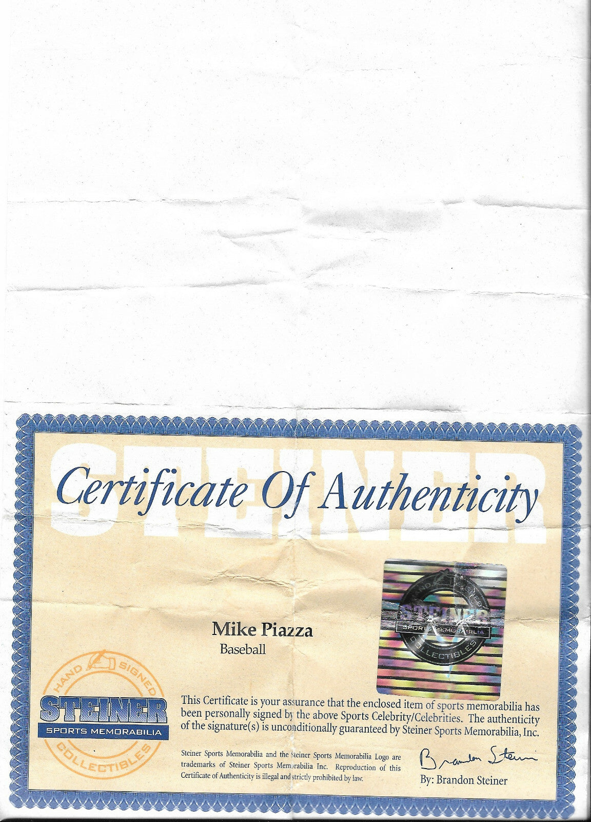 Mike Piazza Mets Signed Official NL Baseball Vintage Autograph Steiner COA