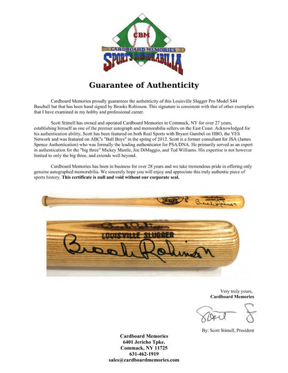 Brooks Robinson Signed LS Pro Model S44 Baseball Bat Mint Autograph HOF COA