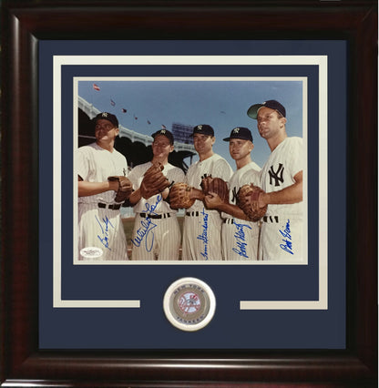 1950's Yankees Pitchers Signed 8x10 photo Framed Coin 5 Auto Whitey Ford JSA