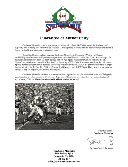 Paul Hornung Signed 16x20 Framed Notre Dame Photo Heisman Autograph Signing COA