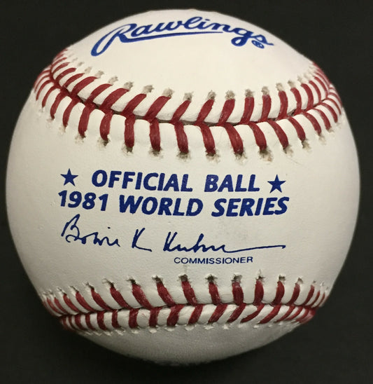 Tom Tommy Lasorda Dodgers HOF MGR signed 1981 World series baseball auto JSA