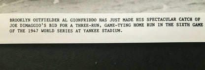 Al Gionfriddo signed 8x10 Photo Brooklyn Dodgers World Series DiMaggio Catch Coa