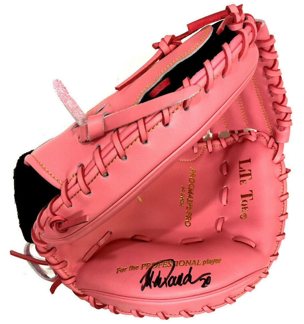 Jorge Posada Signed Game Model Catchers Glove Pink Mothers Day Yankees Auto JSA