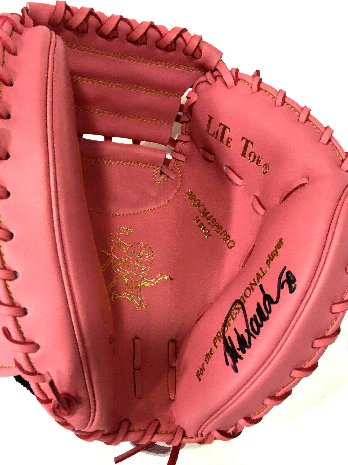Jorge Posada Signed Game Model Catchers Glove Pink Mothers Day Yankees Auto JSA